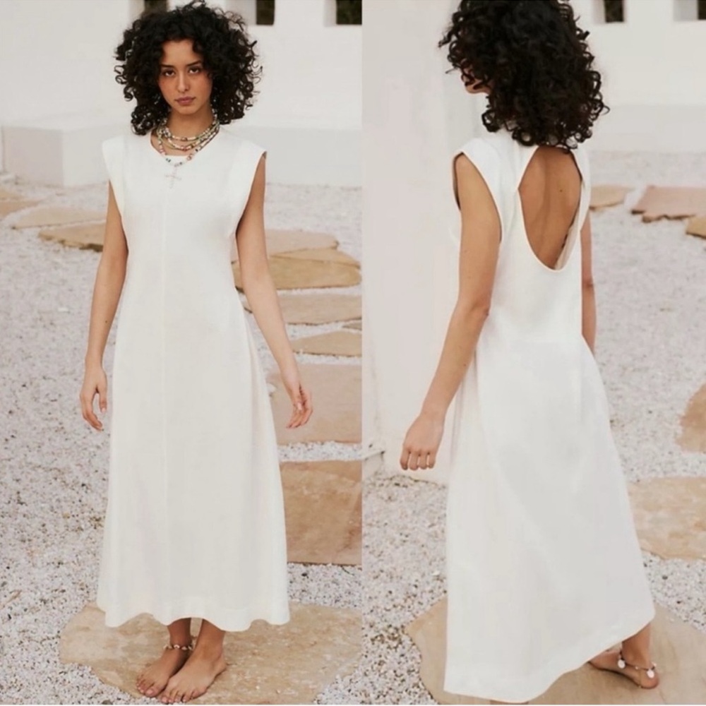 NWOT Free People Beach Simone Cotton Sleeveless Open‎ Back Maxi Dress SMALL